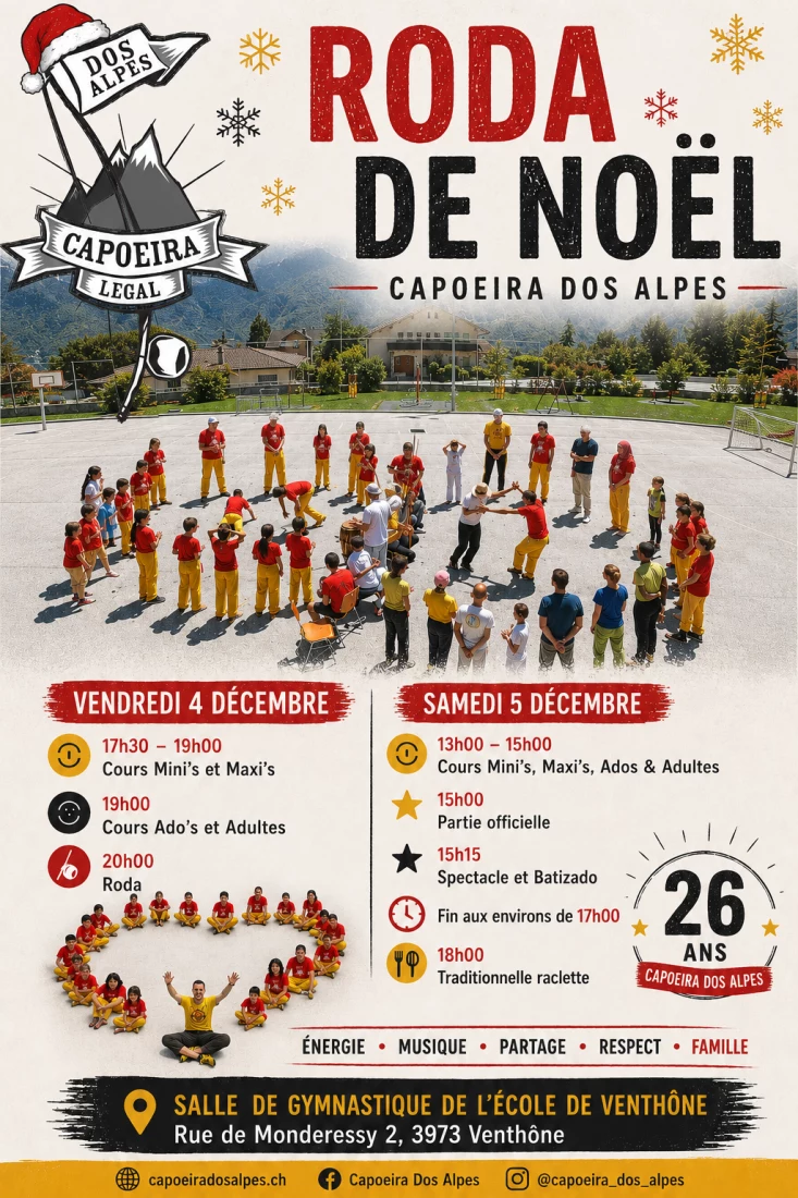 Flyer de la Roda de Noël 2026, les 4 et 5 décembre à Venthône